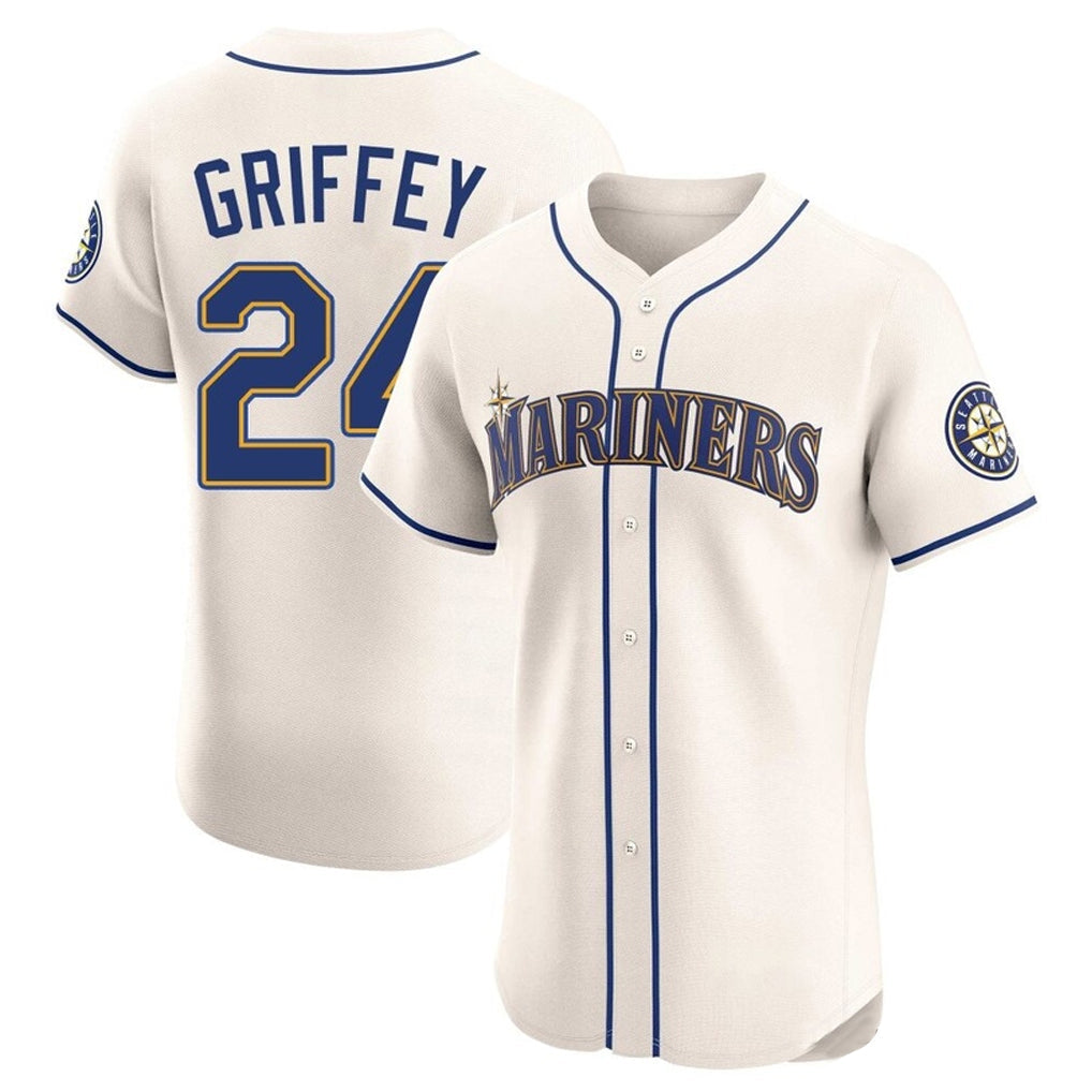 Davalo S.Mariners #24 Ken Griffey Jr Player Cream Home Limited Elite Stitched Jerseys