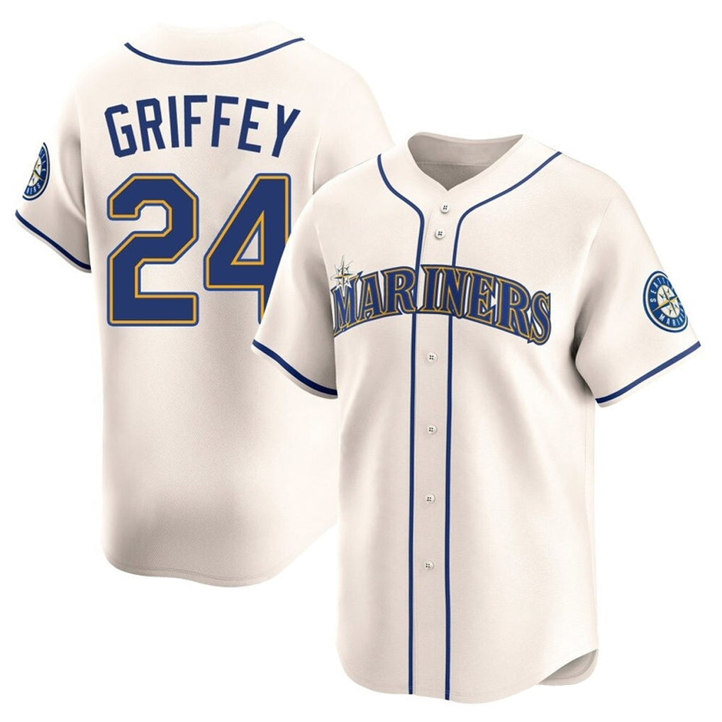 Davalo S.Mariners #24 Ken Griffey Jr Player Cream Home Limited Stitched Jerseys