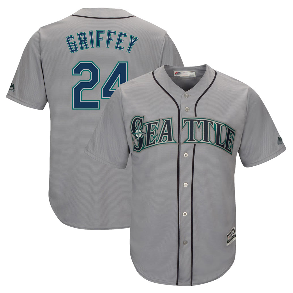 Davalo S.Mariners #24 Ken Griffey Jr Player Gray Cool Base Home Game Stitched Jerseys