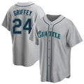 Davalo S.Mariners #24 Ken Griffey Jr Player Gray Home Game Stitched Jerseys