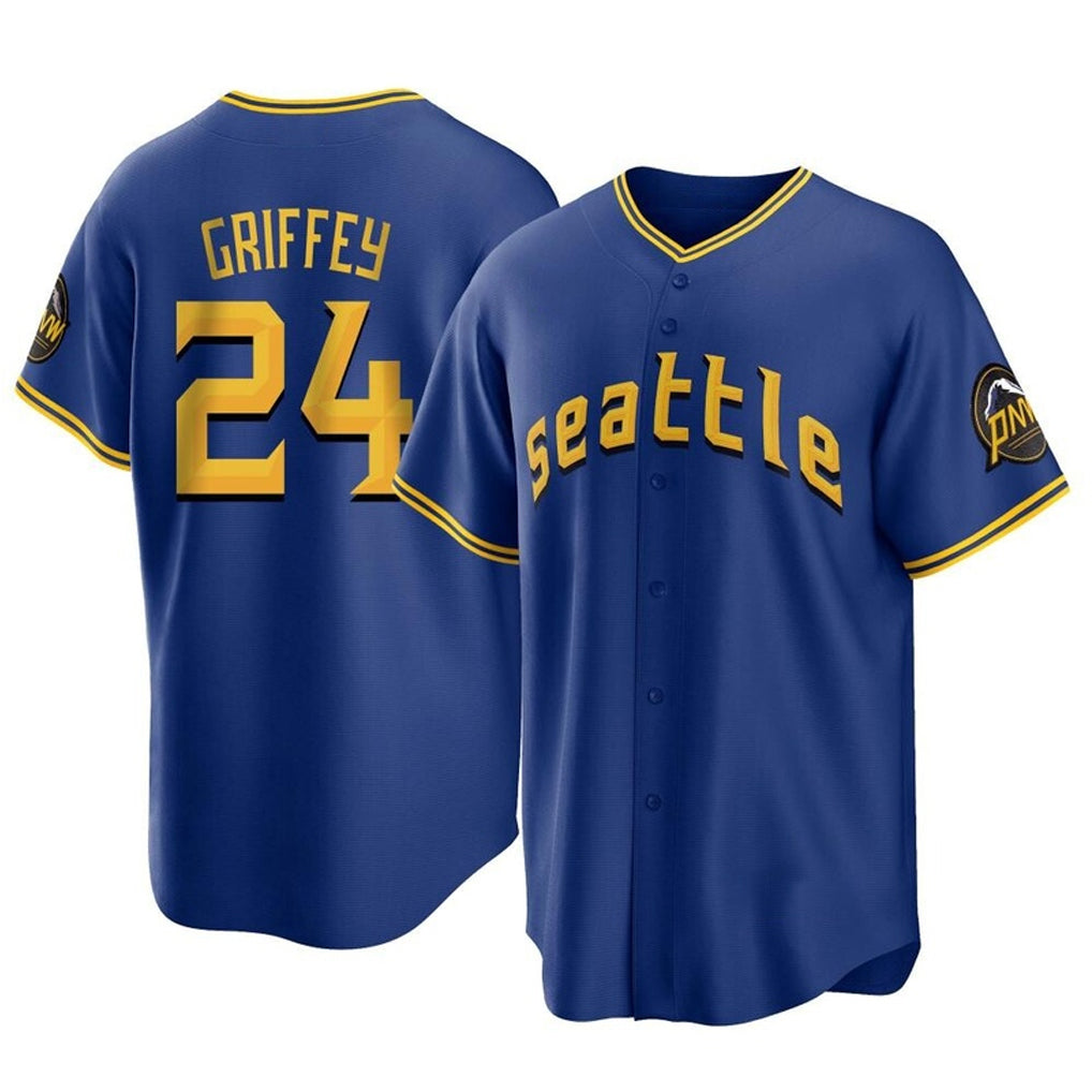 Davalo S.Mariners #24 Ken Griffey Jr Player Royal City Connect Home Game Stitched Jerseys