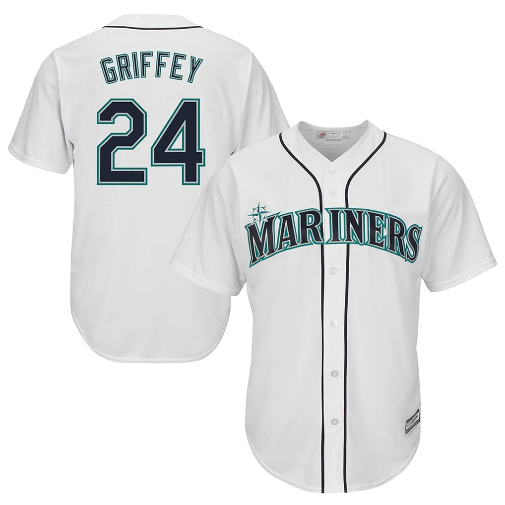 Davalo S.Mariners #24 Ken Griffey Jr Player White Cool Base Home Game Stitched Jerseys