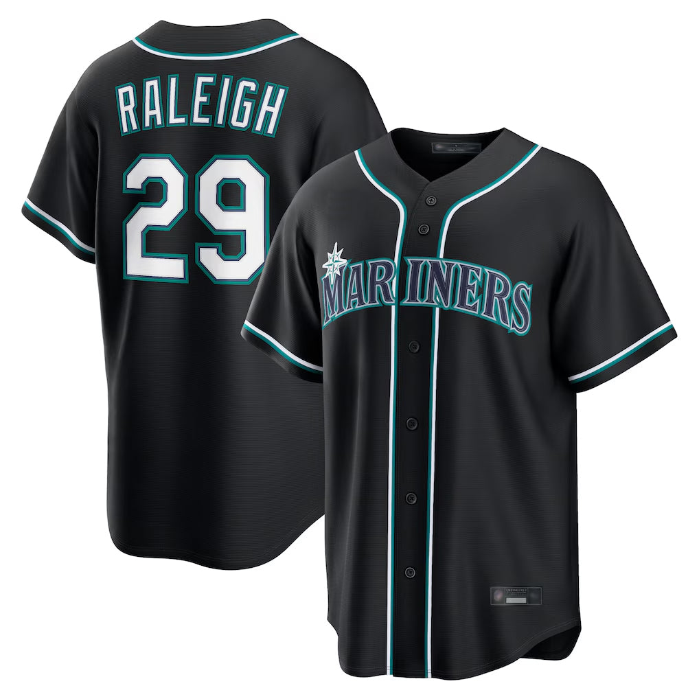 Davalo S.Mariners #29 Cal Raleigh Player Black Fashion Home Limited Stitched Jerseys