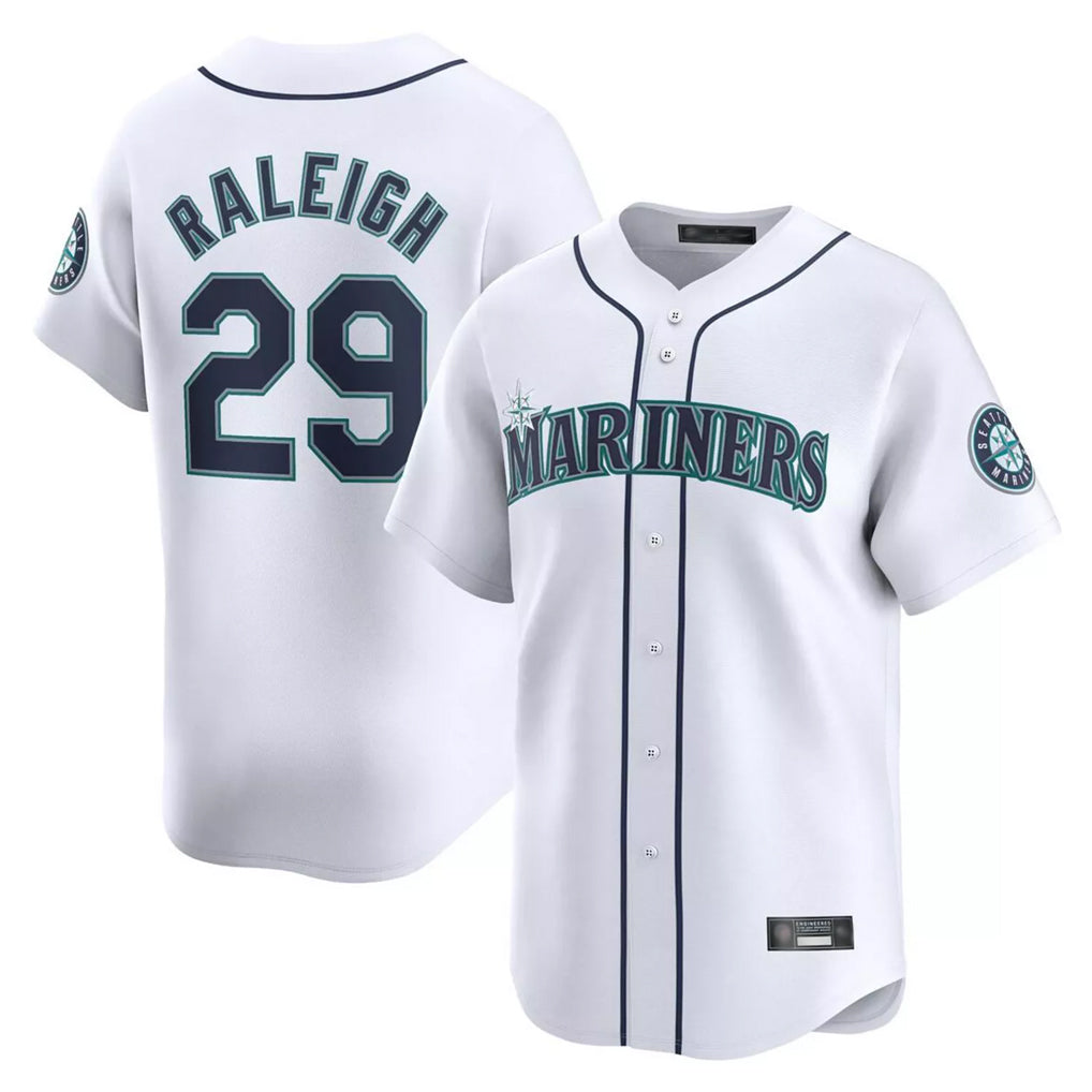 Davalo S.Mariners #29 Cal Raleigh Player White Home Limited Stitched Jerseys