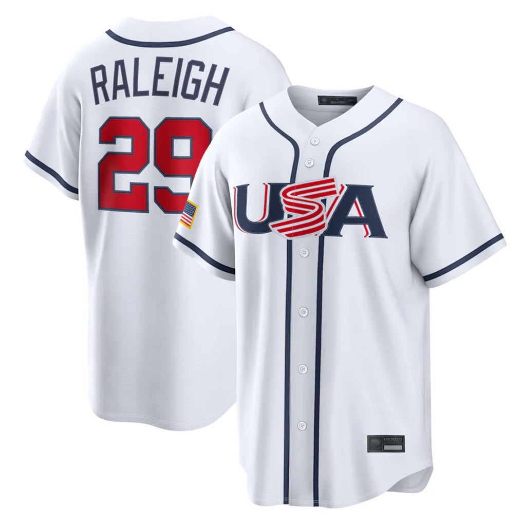 Davalo S.Mariners #29 Cal Raleigh Player White USA 2026 World Classic Game Stitched Jerseys