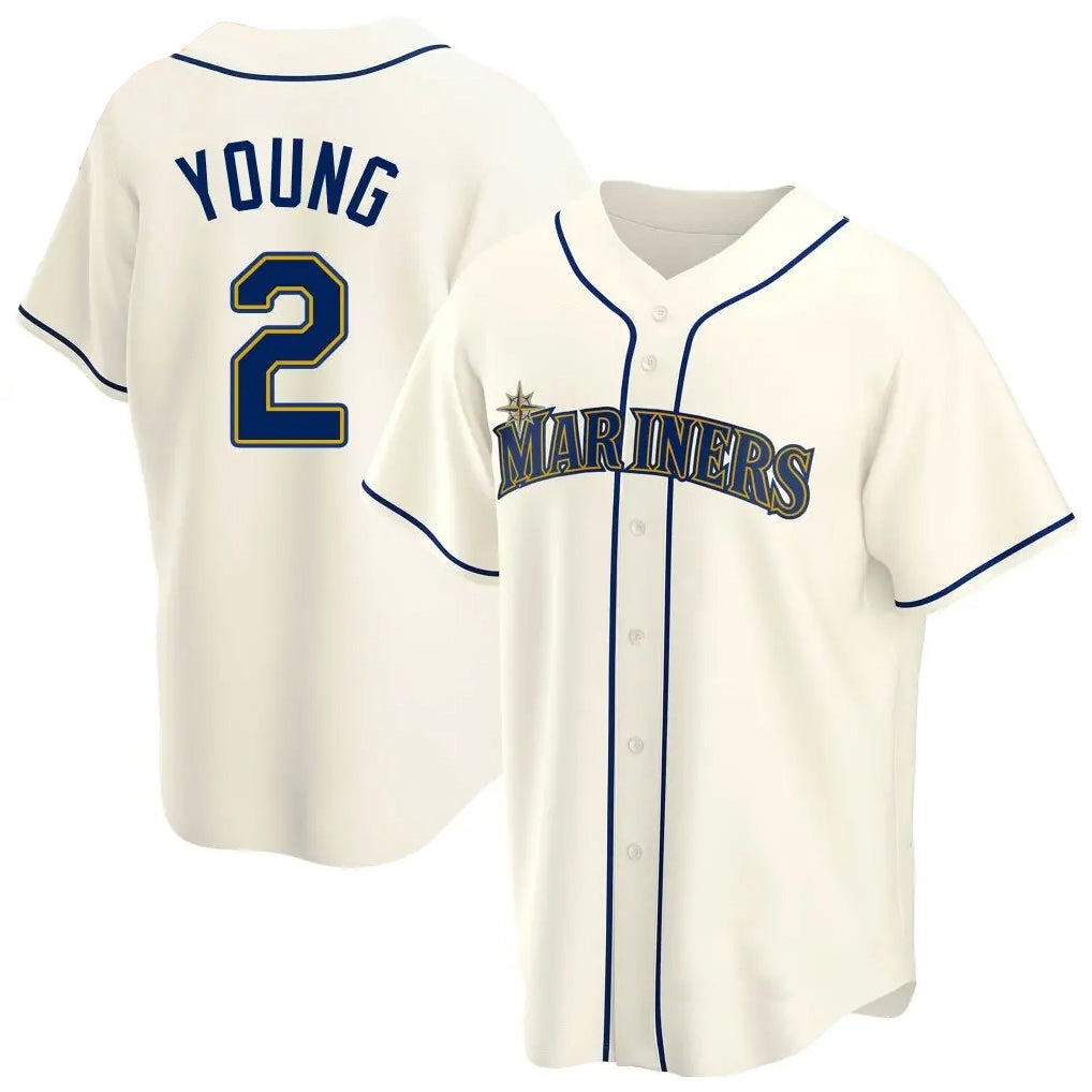 Davalo S.Mariners #2 Cole Young Player Cream Home Game Stitched Jerseys
