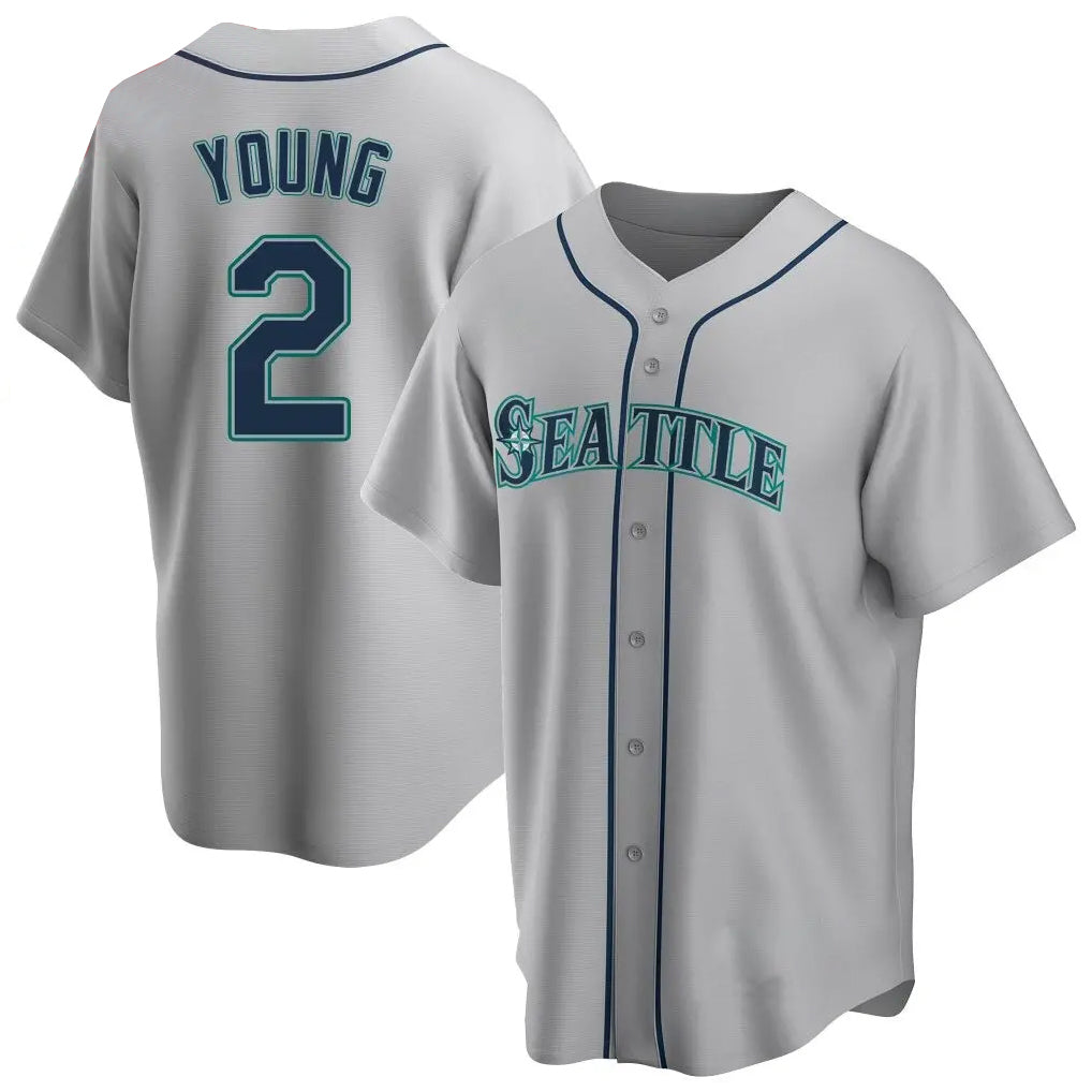 Davalo S.Mariners #2 Cole Young Player Gray Home Game Stitched Jerseys