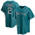 Davalo S.Mariners #2 Cole Young Player Teal Home Game Stitched Jerseys