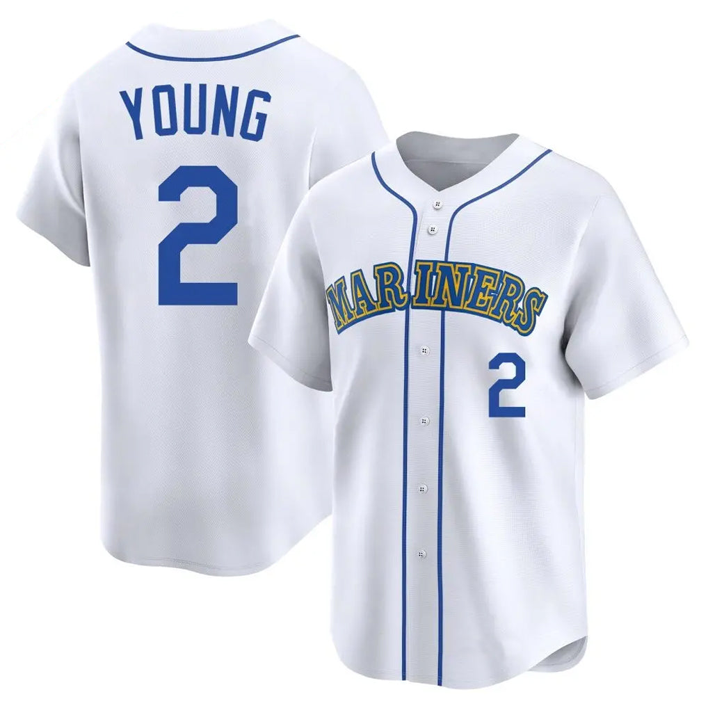 Davalo S.Mariners #2 Cole Young Player White Throwback Cooperstown Collection Limited Game Stitched Jerseys