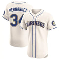 Davalo S.Mariners #34 Felix Hernandez Player Cream Home Limited Elite Stitched Jerseys