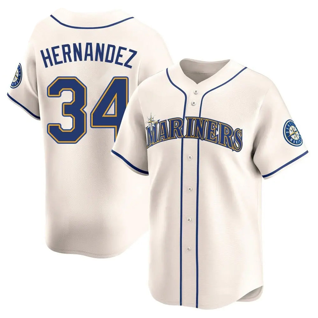 Davalo S.Mariners #34 Felix Hernandez Player Cream Home Limited Stitched Jerseys