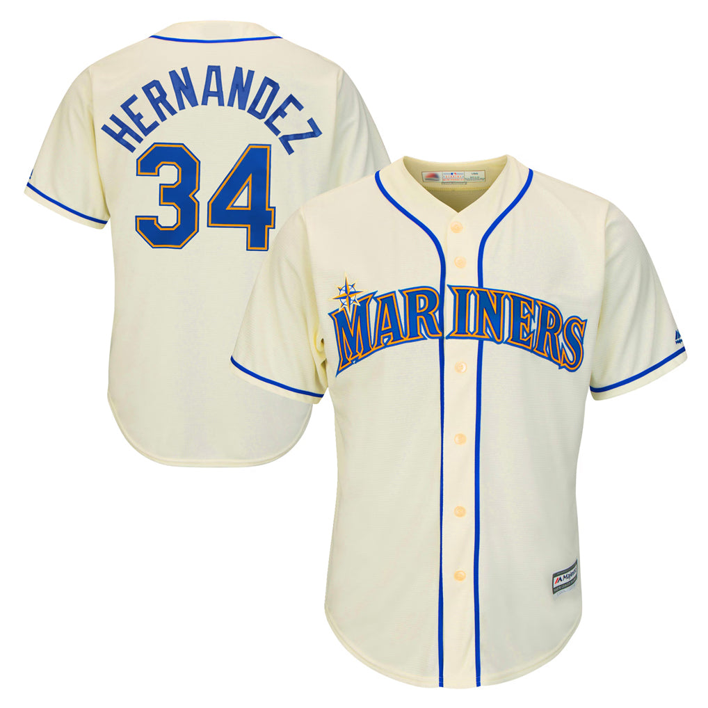 Davalo S.Mariners #34 Felix Hernandez Player Cream Majestic Home Cool Base Limited Stitched Jerseys