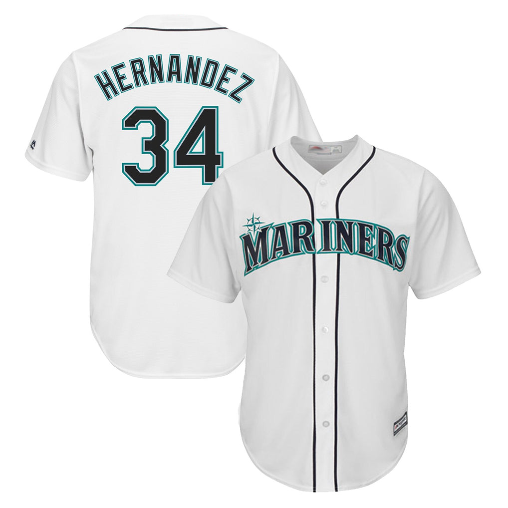 Davalo S.Mariners #34 Felix Hernandez Player White Majestic Home Cool Base Limited Stitched Jerseys