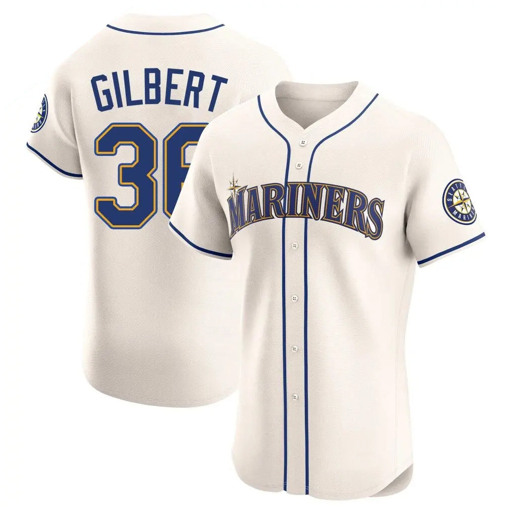 Davalo S.Mariners #36 Logan Gilbert Player Cream Home Limited Elite Stitched Jerseys