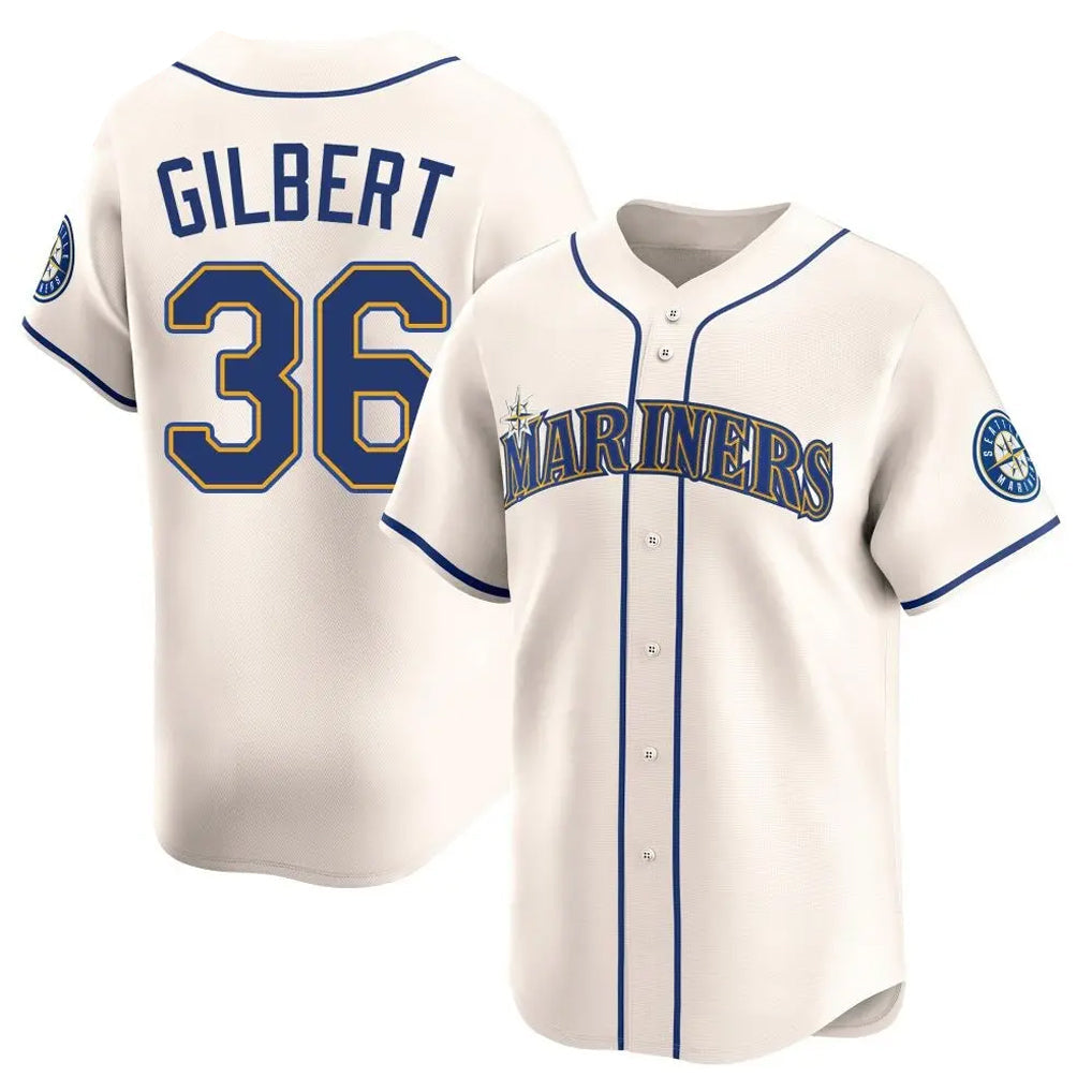 Davalo S.Mariners #36 Logan Gilbert Player Cream Home Limited Stitched Jerseys