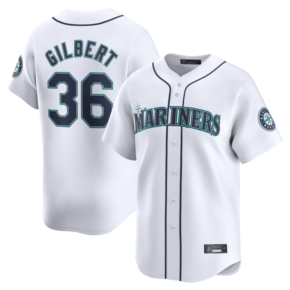 Davalo S.Mariners #36 Logan Gilbert Player White Home Limited Stitched Jerseys