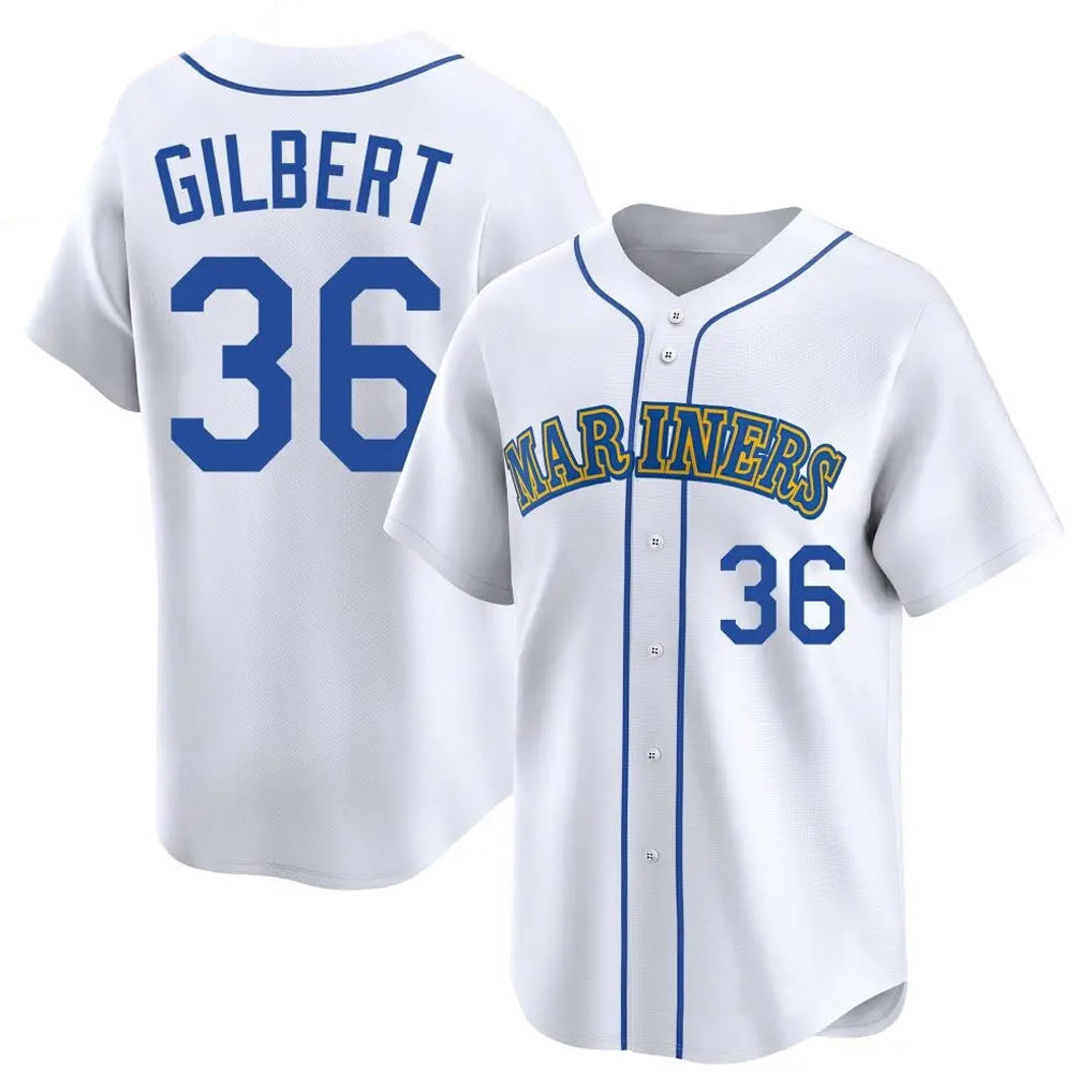 Davalo S.Mariners #36 Logan Gilbert Player White Throwback Cooperstown Collection Limited Game Stitched Jerseys