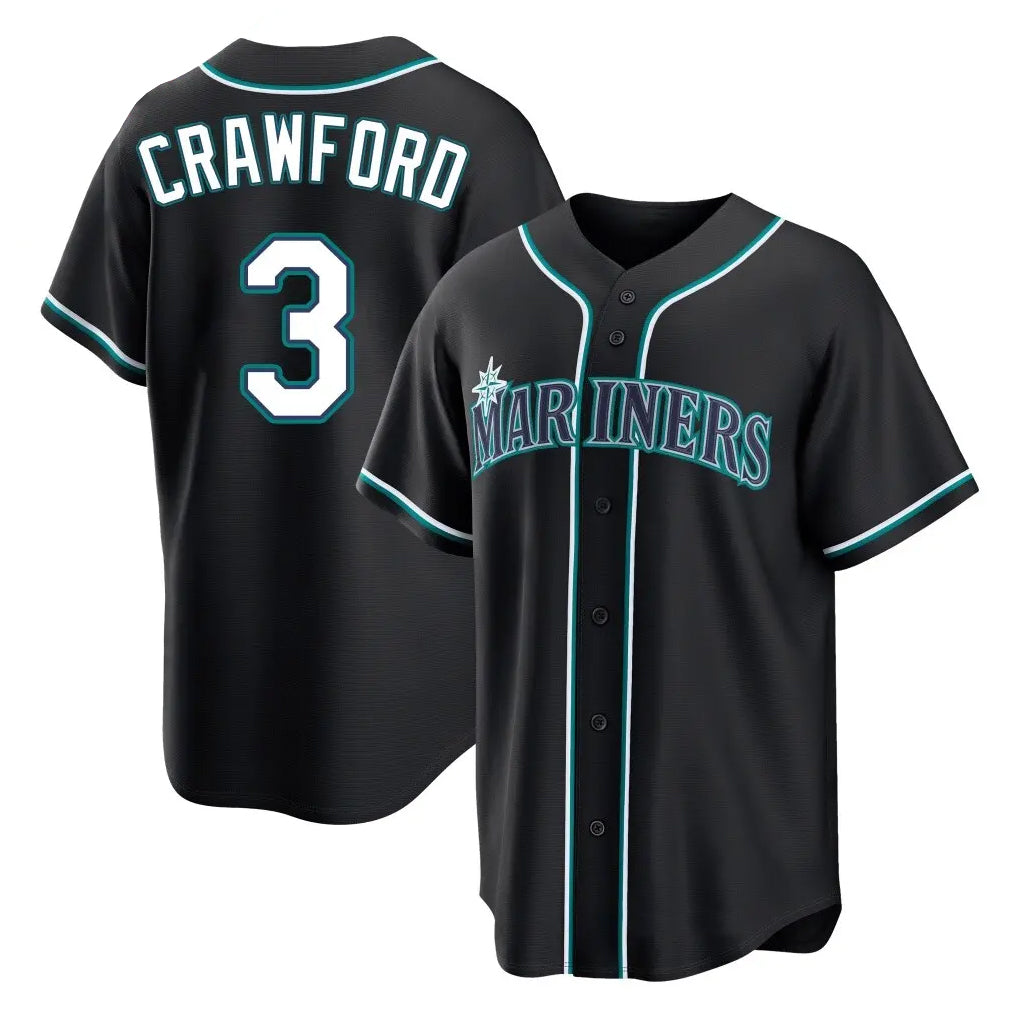 Davalo S.Mariners #3 J.P. Crawford Player Black Fashion Home Limited Stitched Jerseys