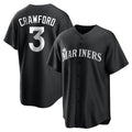 Davalo S.Mariners #3 J.P. Crawford Player Black Home Limited Stitched Jerseys