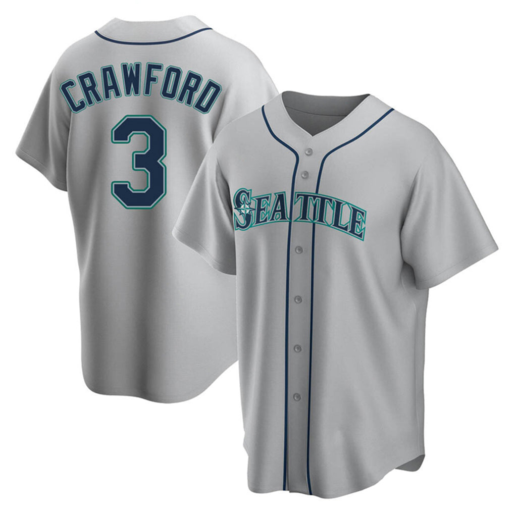 Davalo S.Mariners #3 J.P. Crawford Player Gray Home Game Stitched Jerseys