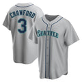 Davalo S.Mariners #3 J.P. Crawford Player Gray Home Game Stitched Jerseys
