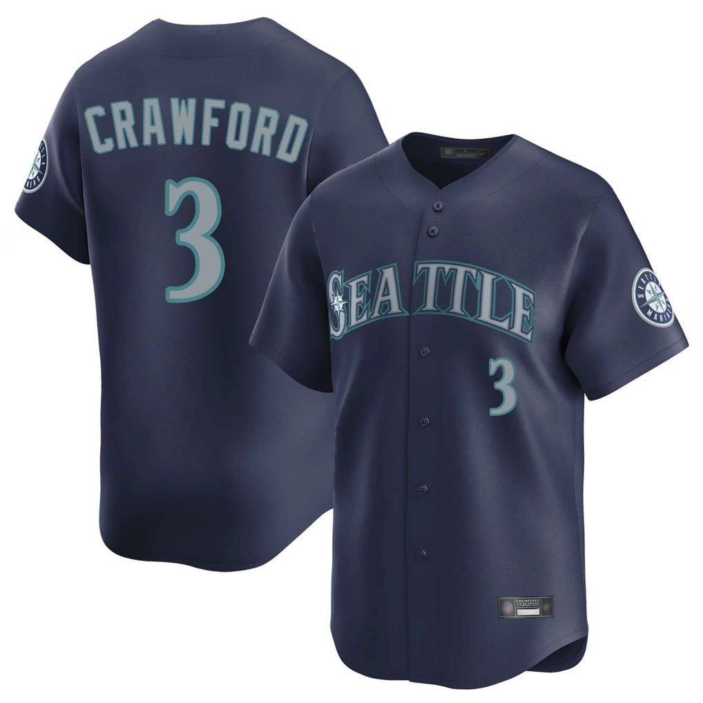 Davalo S.Mariners #3 J.P. Crawford Player Navy Home Limited Stitched Jerseys