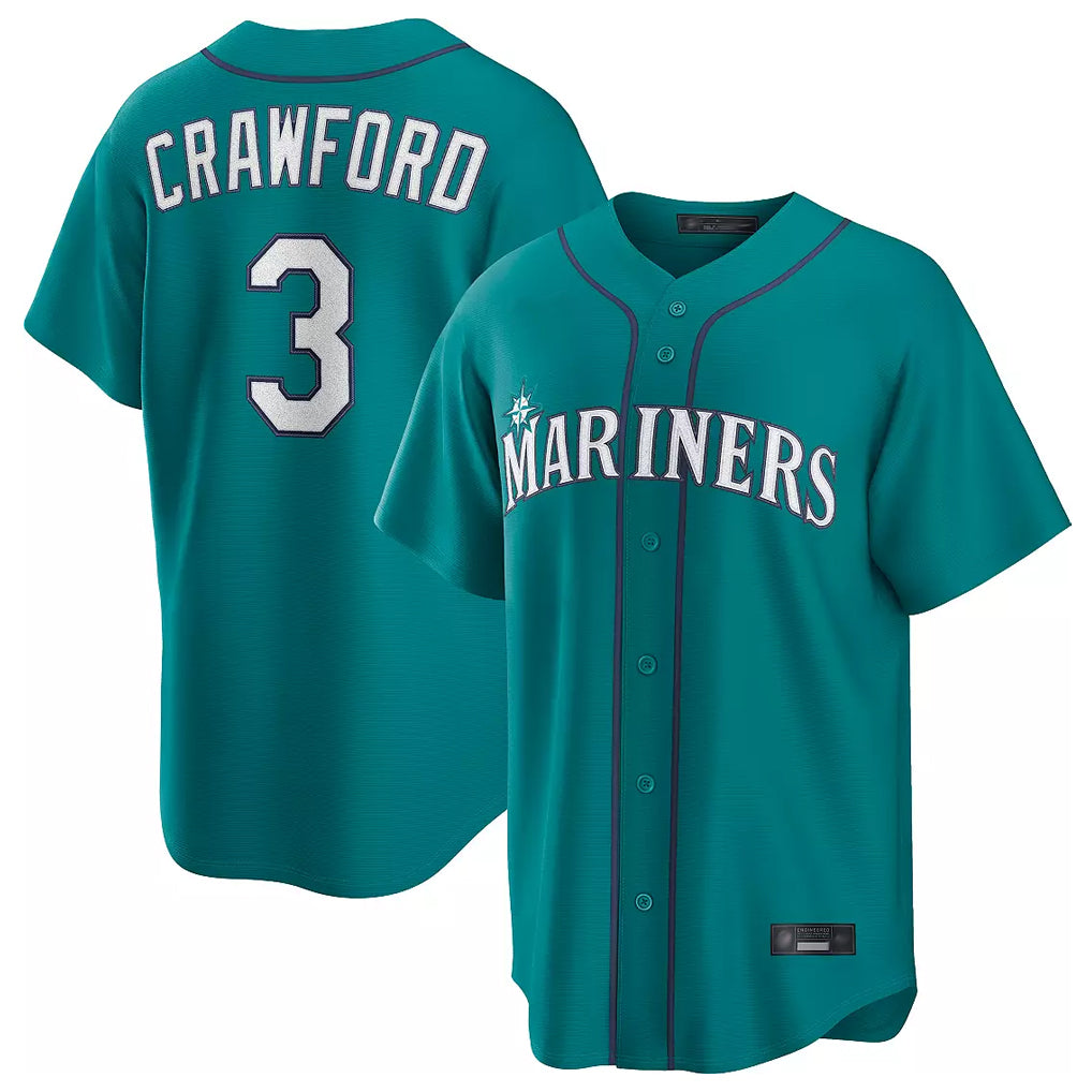 Davalo S.Mariners #3 J.P. Crawford Player Teal Home Game Stitched Jerseys