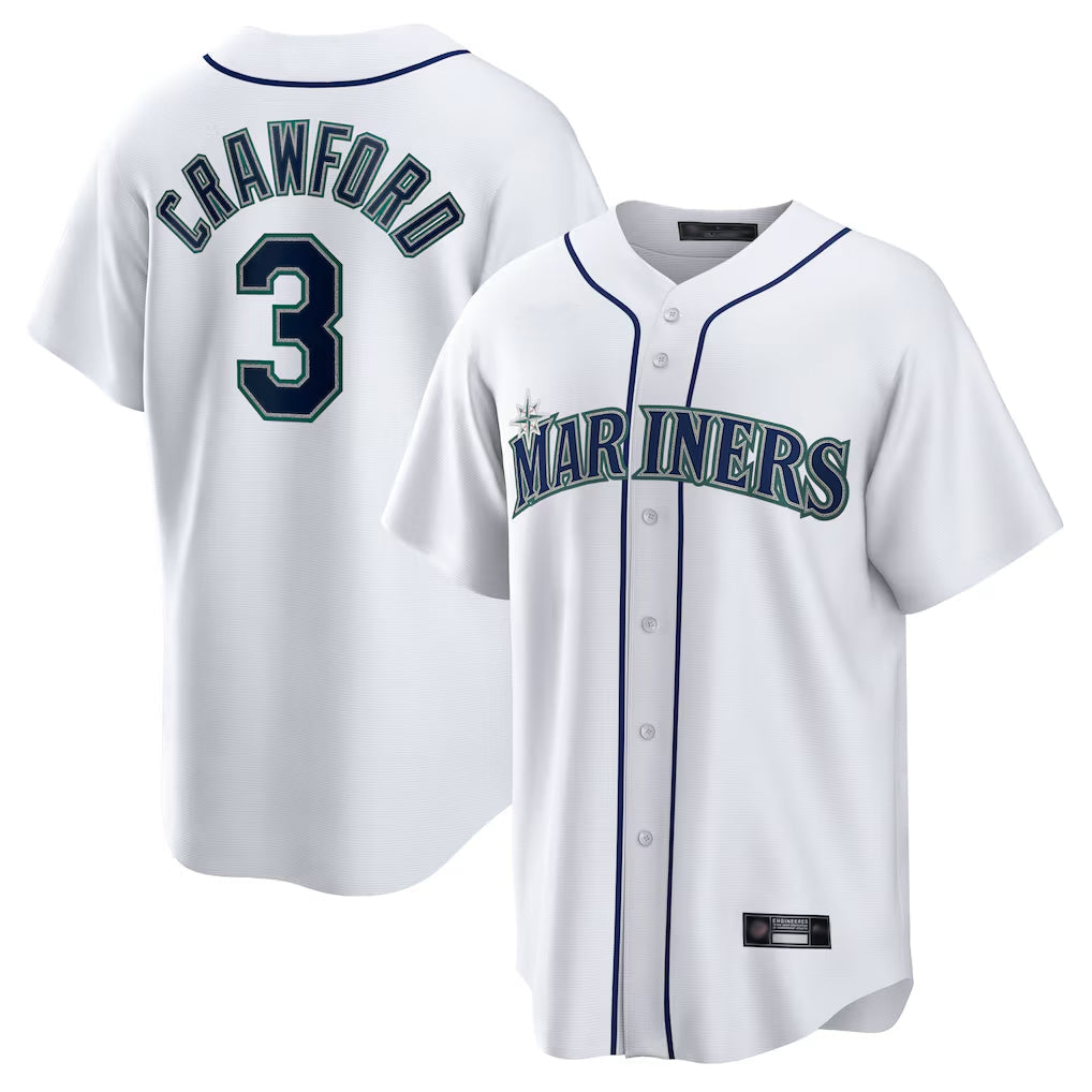 Davalo S.Mariners #3 J.P. Crawford Player White Home Game Stitched Jerseys