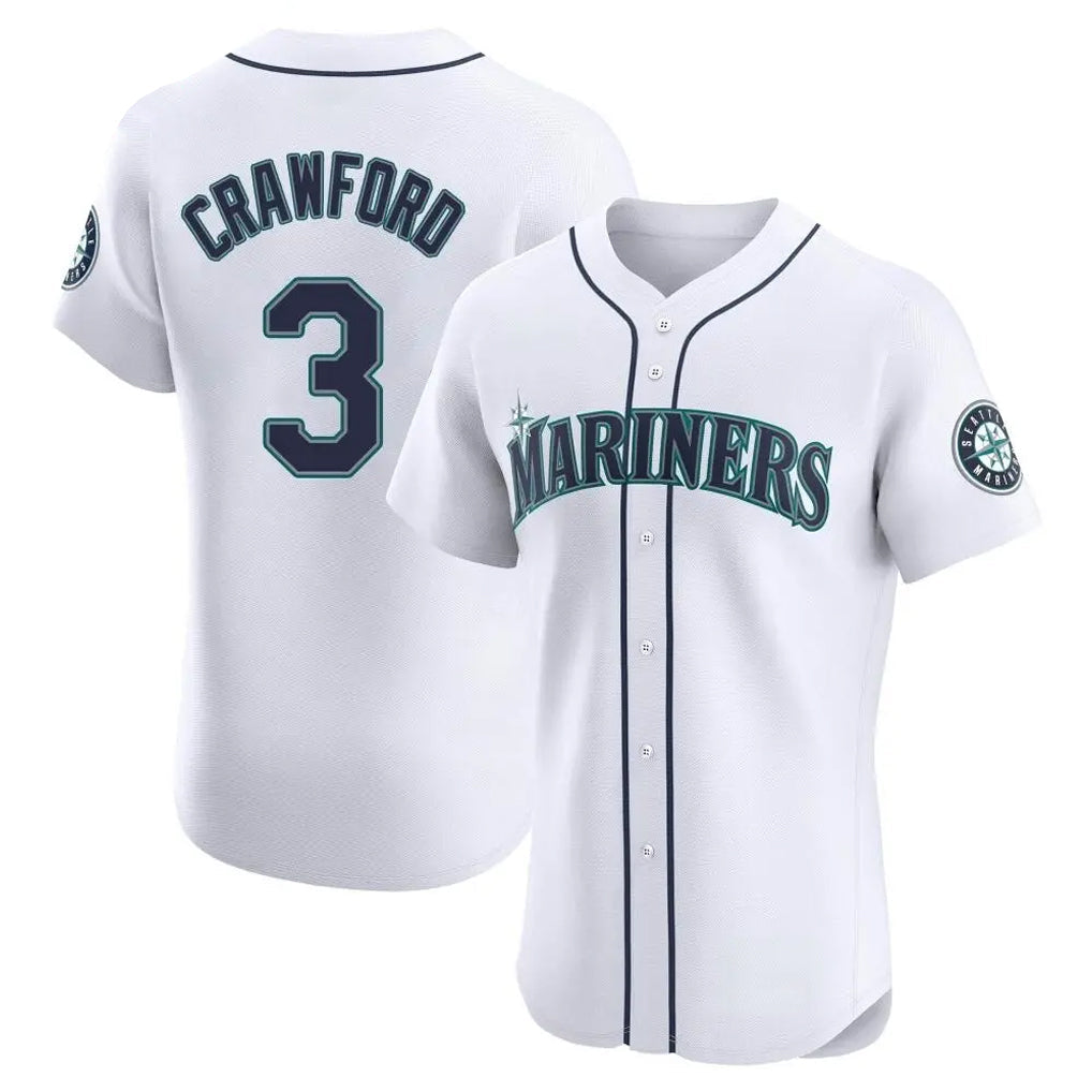 Davalo S.Mariners #3 J.P. Crawford Player White Home Limited Elite Stitched Jerseys