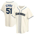 Davalo S.Mariners #51 Ichiro Suzuki Player Cream Home Game Stitched Jerseys