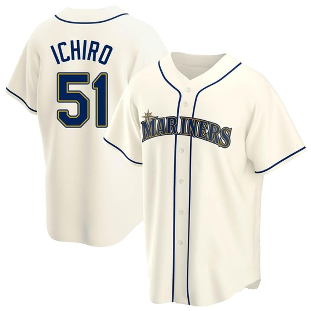 Davalo S.Mariners #51 Ichiro Suzuki Player Cream Home Game Stitched Jerseys