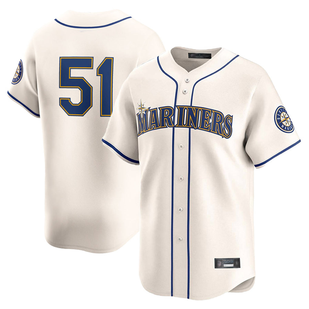 Davalo S.Mariners #51 Ichiro Suzuki Player Cream Home Limited Stitched Jerseys