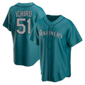 Davalo S.Mariners #51 Ichiro Suzuki Player Teal Home Game Stitched Jerseys
