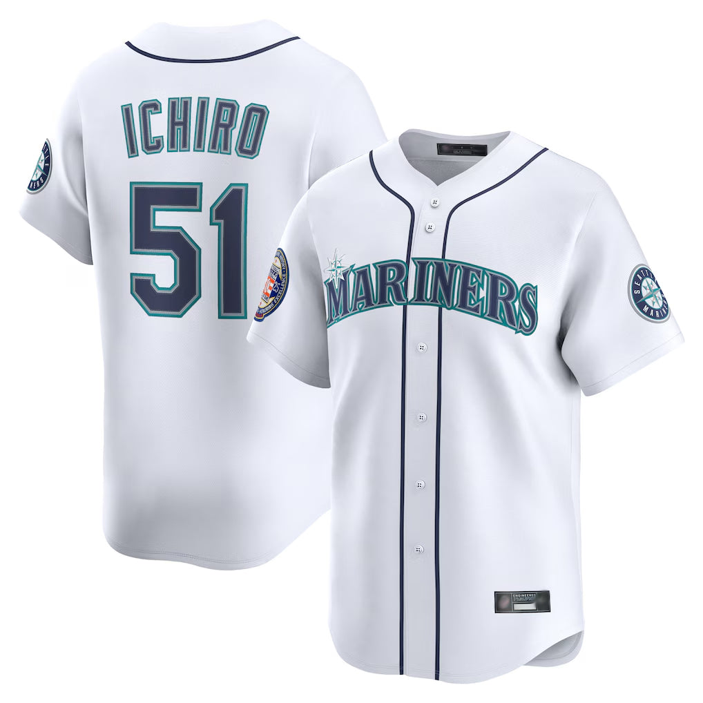 Davalo S.Mariners #51 Ichiro Suzuki Player White 2025 National Hall of Fame Home Limited Stitched Jerseys