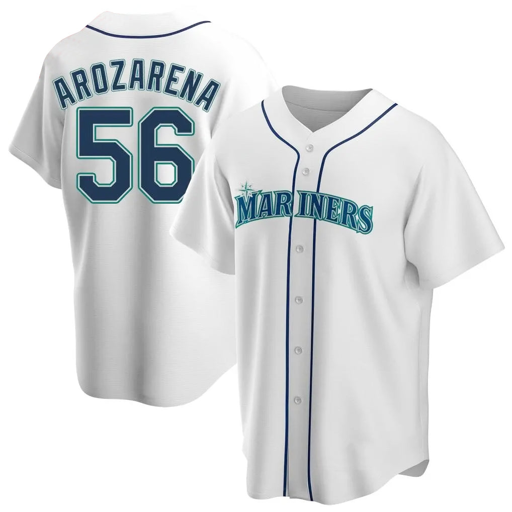 Davalo S.Mariners #56 Randy Arozarena Player White Home Game Stitched Jerseys