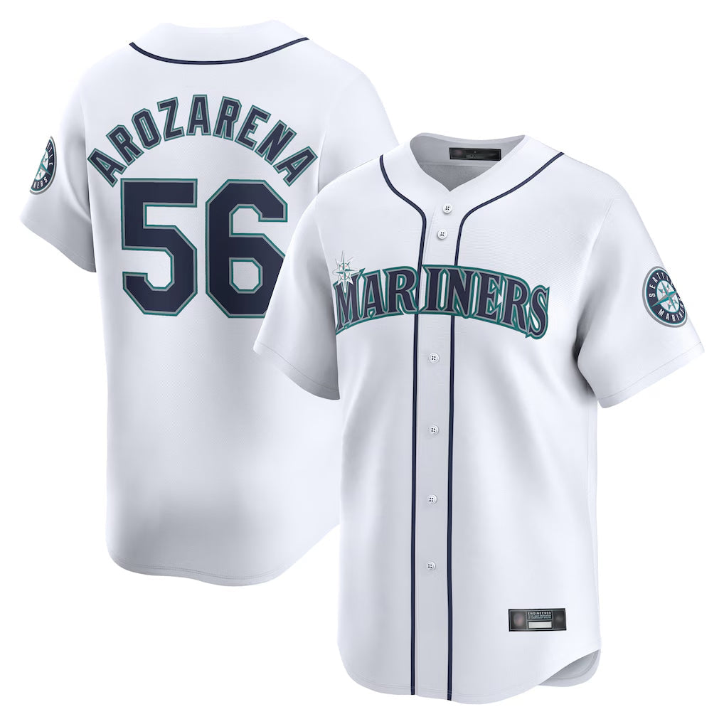 Davalo S.Mariners #56 Randy Arozarena Player White Home Limited Stitched Jerseys