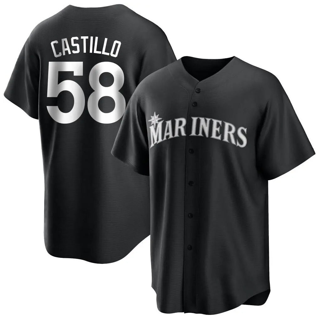 Davalo S.Mariners #58 Luis Castillo Player Black Home Limited Stitched Jerseys