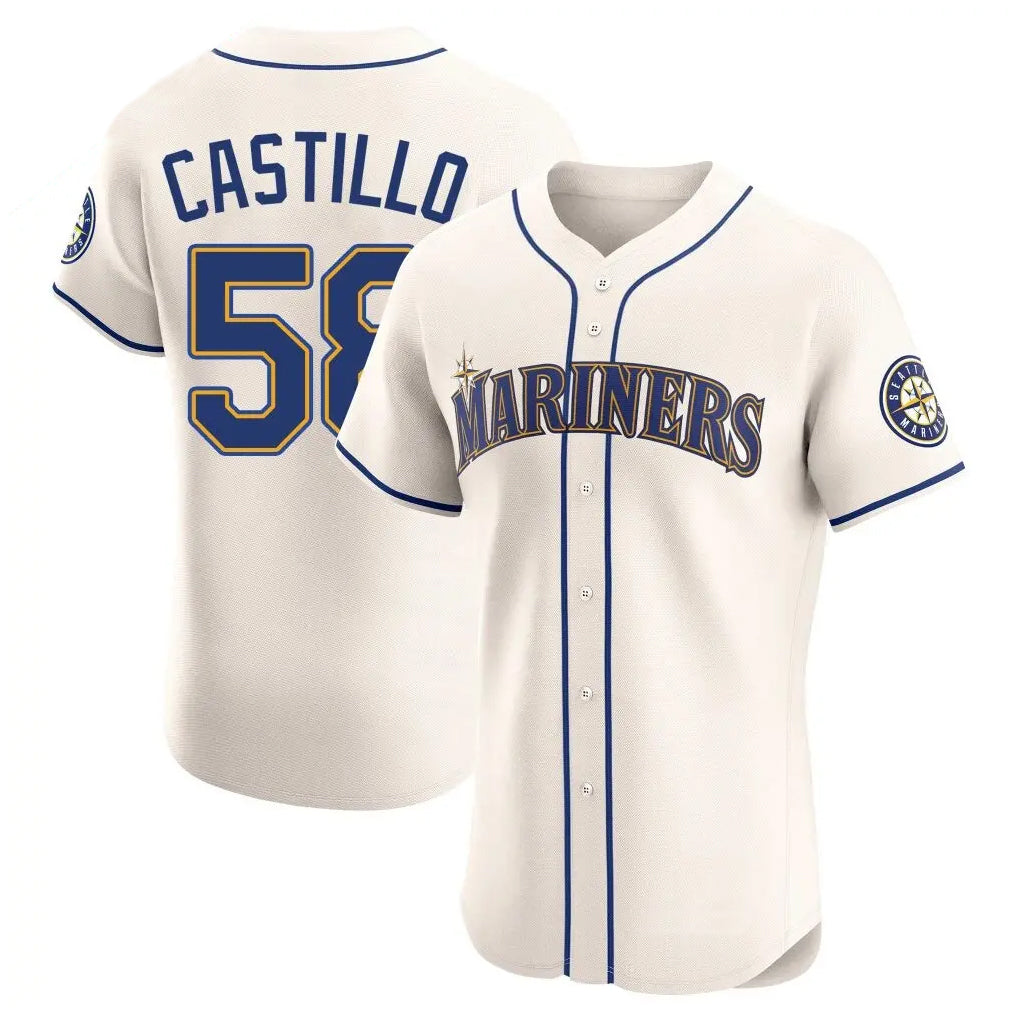 Davalo S.Mariners #58 Luis Castillo Player Cream Home Limited Elite Stitched Jerseys