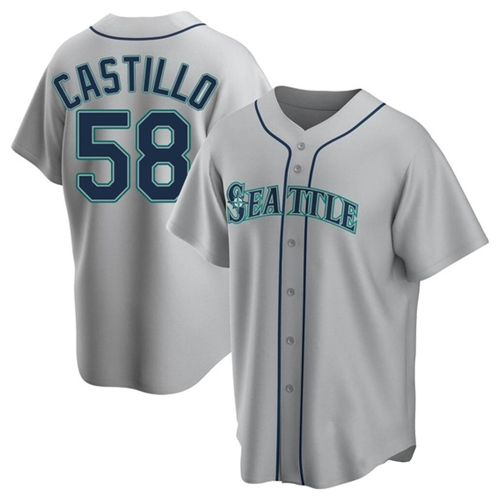 Davalo S.Mariners #58 Luis Castillo Player Gray Home Game Stitched Jerseys