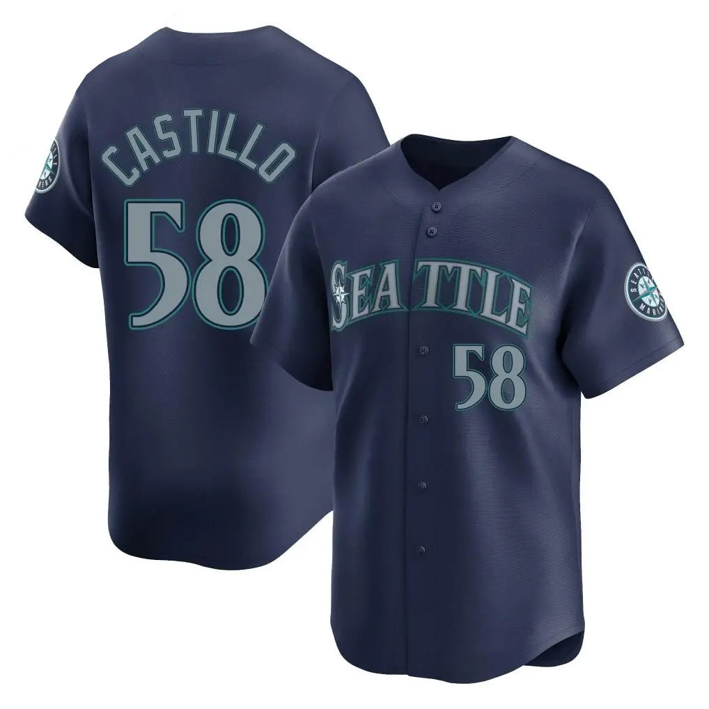 Davalo S.Mariners #58 Luis Castillo Player Navy Home Limited Stitched Jerseys
