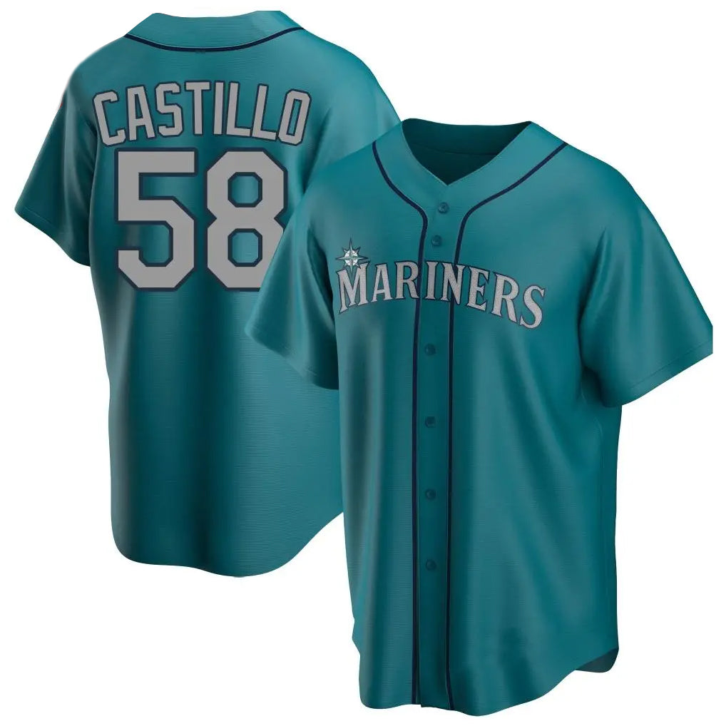 Davalo S.Mariners #58 Luis Castillo Player Teal Home Game Stitched Jerseys