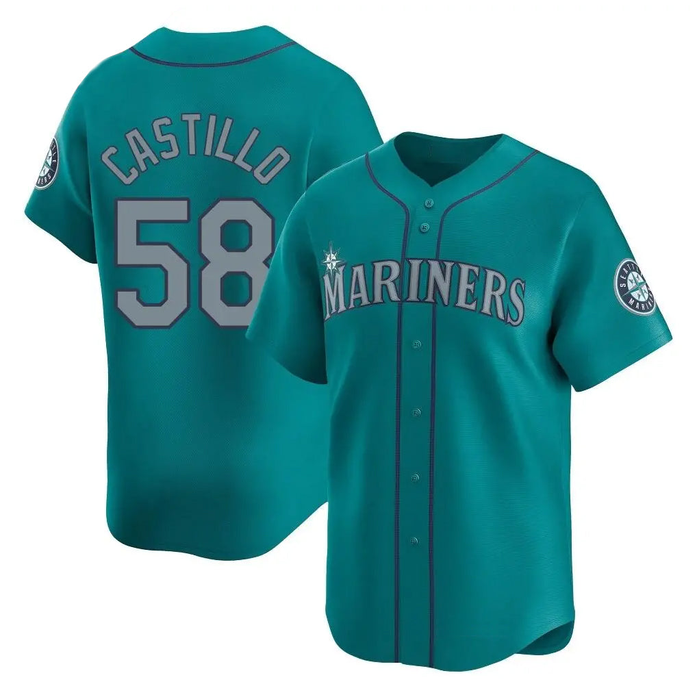 Davalo S.Mariners #58 Luis Castillo Player Teal Home Limited Stitched Jerseys