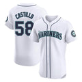Davalo S.Mariners #58 Luis Castillo Player White Home Limited Elite Stitched Jerseys