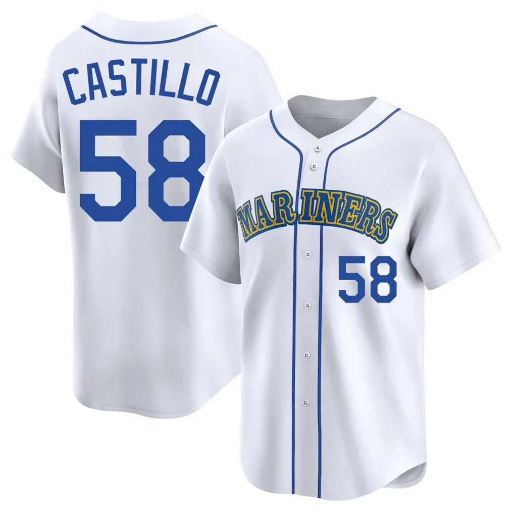 Davalo S.Mariners #58 Luis Castillo Player White Throwback Cooperstown Collection Limited Game Stitched Jerseys