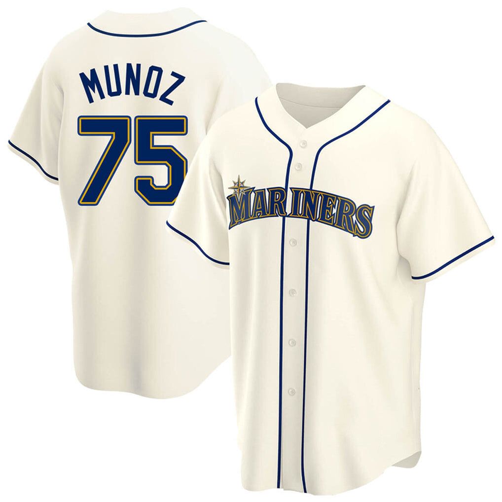 Davalo S.Mariners #75 Andres Munoz Player Cream Home Game Stitched Jerseys