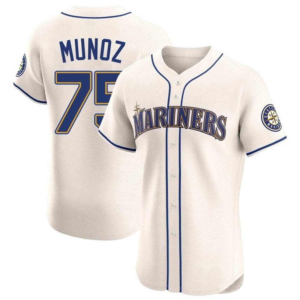 Davalo S.Mariners #75 Andres Munoz Player Cream Home Limited Elite Stitched Jerseys