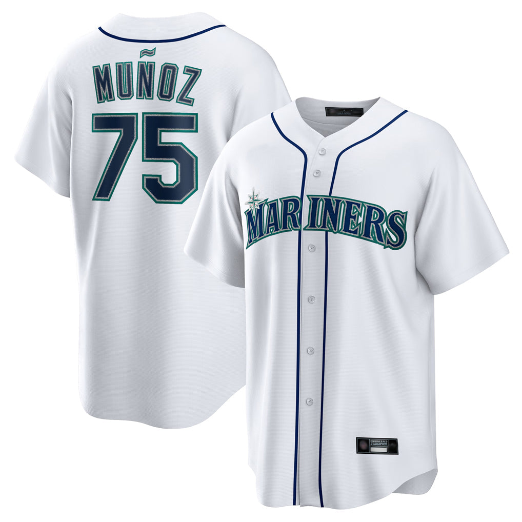Davalo S.Mariners #75 Andres Munoz Player White Home Game Stitched Jerseys