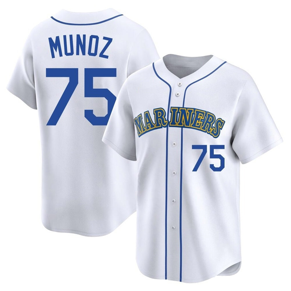 Davalo S.Mariners #75 Andres Munoz Player White Throwback Cooperstown Collection Home Limited Stitched Jerseys