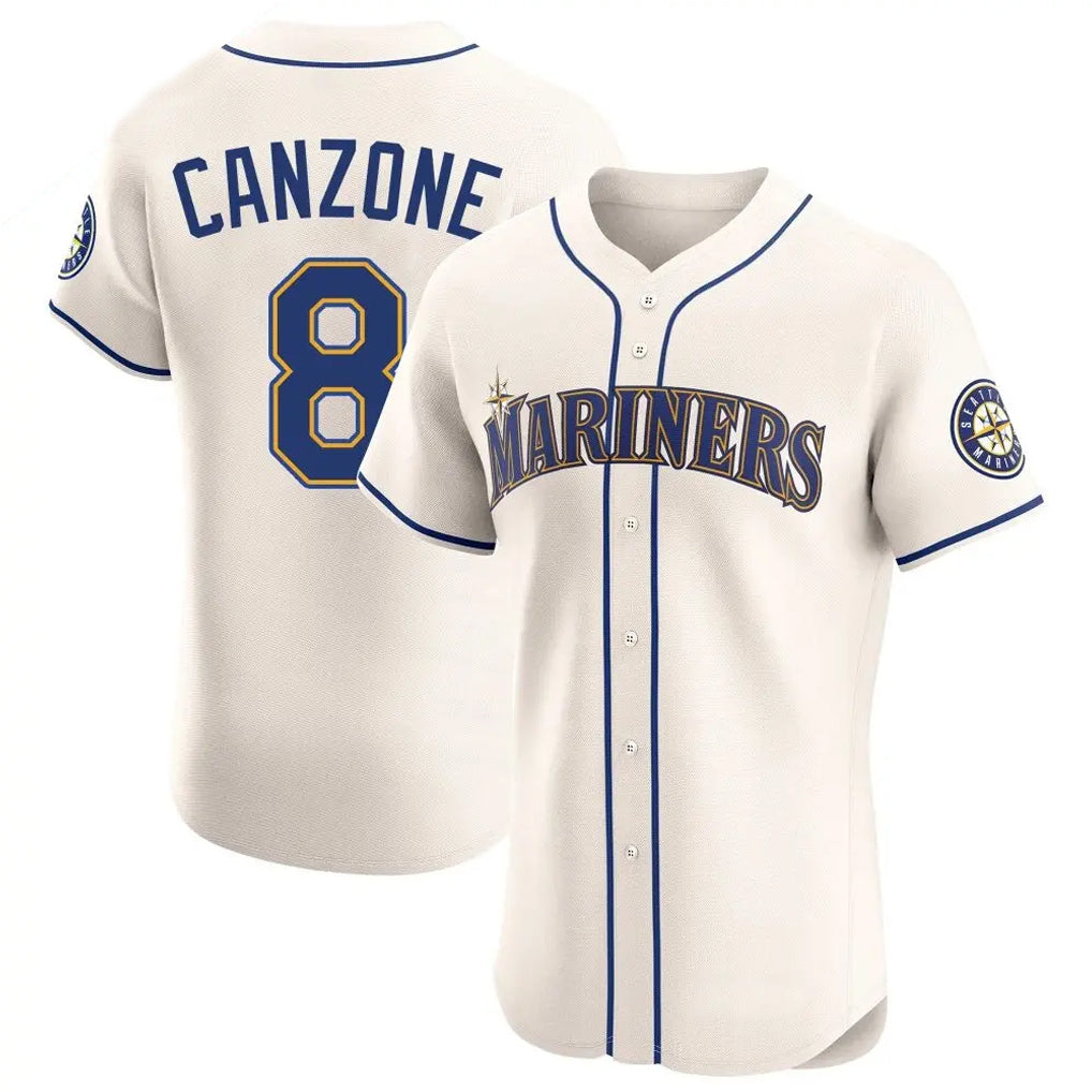 Davalo S.Mariners #8 Dominic Canzone Player Cream Home Limited Elite Stitched Jerseys