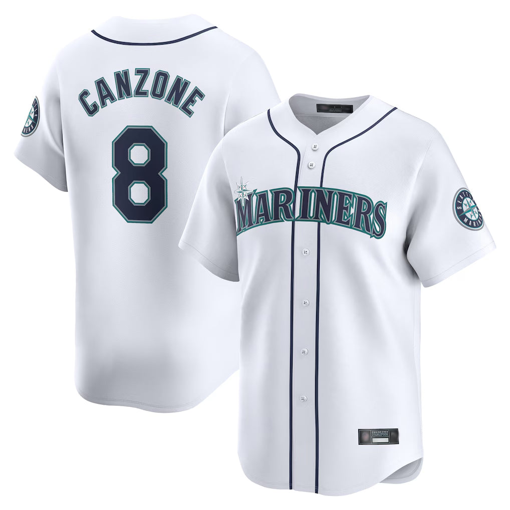 Davalo S.Mariners #8 Dominic Canzone Player White Home Limited Stitched Jerseys